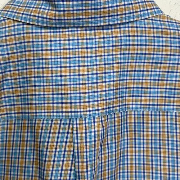 Peter Millar Mens XL Blue Orange Plaid Button Down Shirt Classic Fit FL Gators - Picture 5 of 8